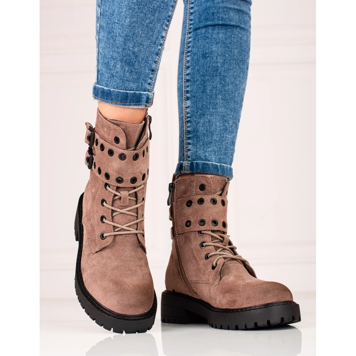 Bottines à Lacets Femme à Boucles Shelovet Brun