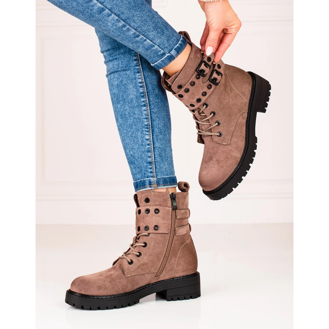 Bottines à Lacets Femme à Boucles Shelovet Brun – Image 2