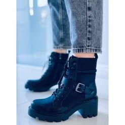 Bottines à Talons Hauts à Lacets Noires Brooks Le Noir