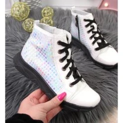 Bottines Blanches Holographiques Pour Fille Kornecki 6814 Multicolore