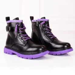 Bottines Fille Shelovet Noires à Semelles Violettes Le Noir ['noir', 'violet']