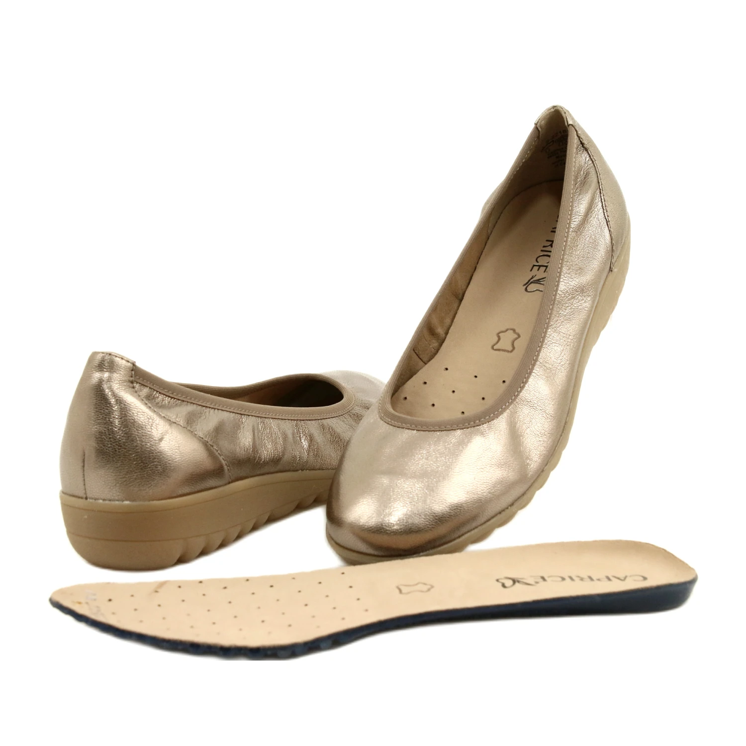 Caprice Ballerine Taupe Métallisé 9-22161-28 Beige Multicolore D'or – Image 11