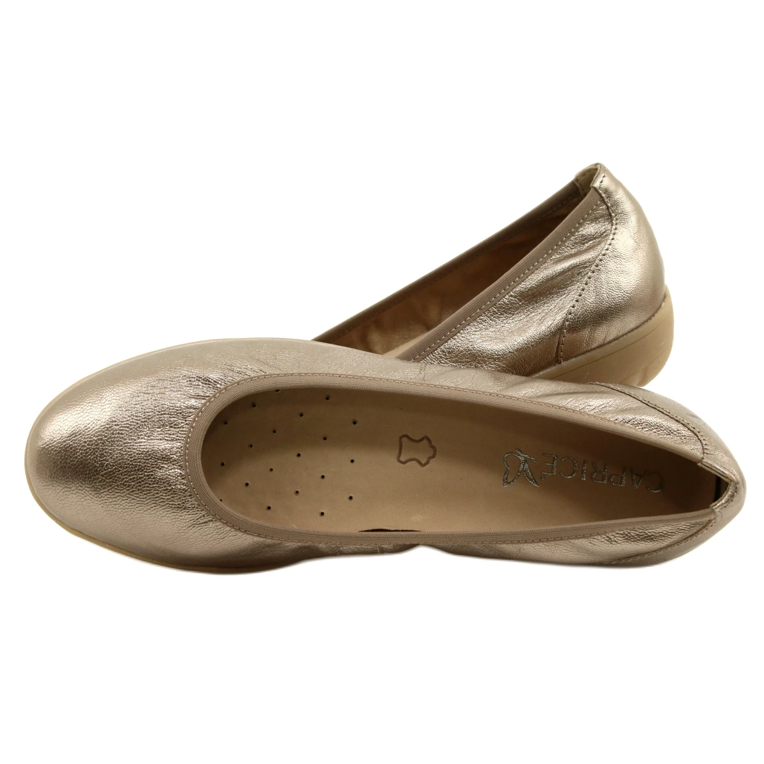Caprice Ballerine Taupe Métallisé 9-22161-28 Beige Multicolore D'or – Image 9