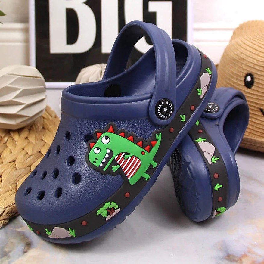 Chaussons American Club Bleu Marine Avec Un Dinosaure – Image 4