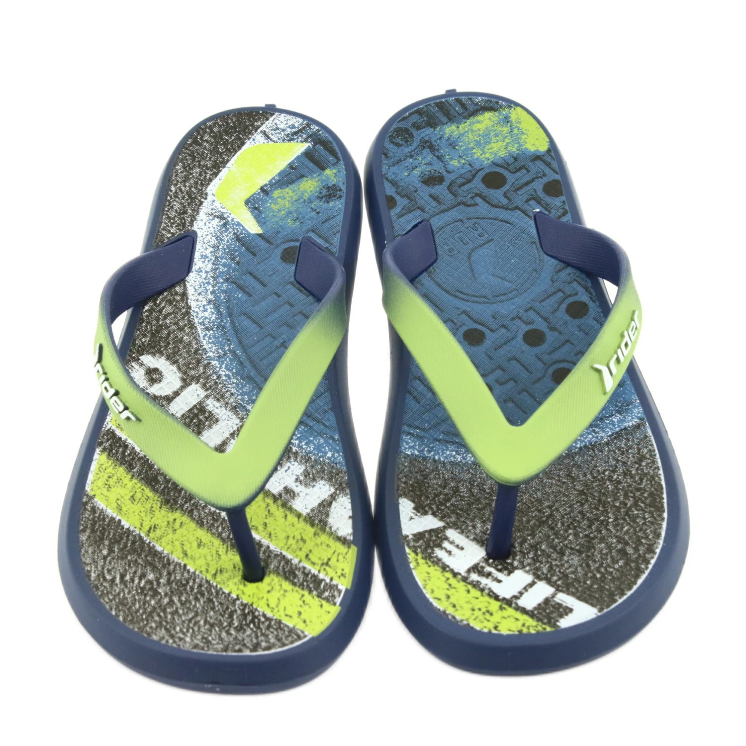 Chaussons Chaussures Enfants Rider 82563 Bleu Marine Gris Vert – Image 3
