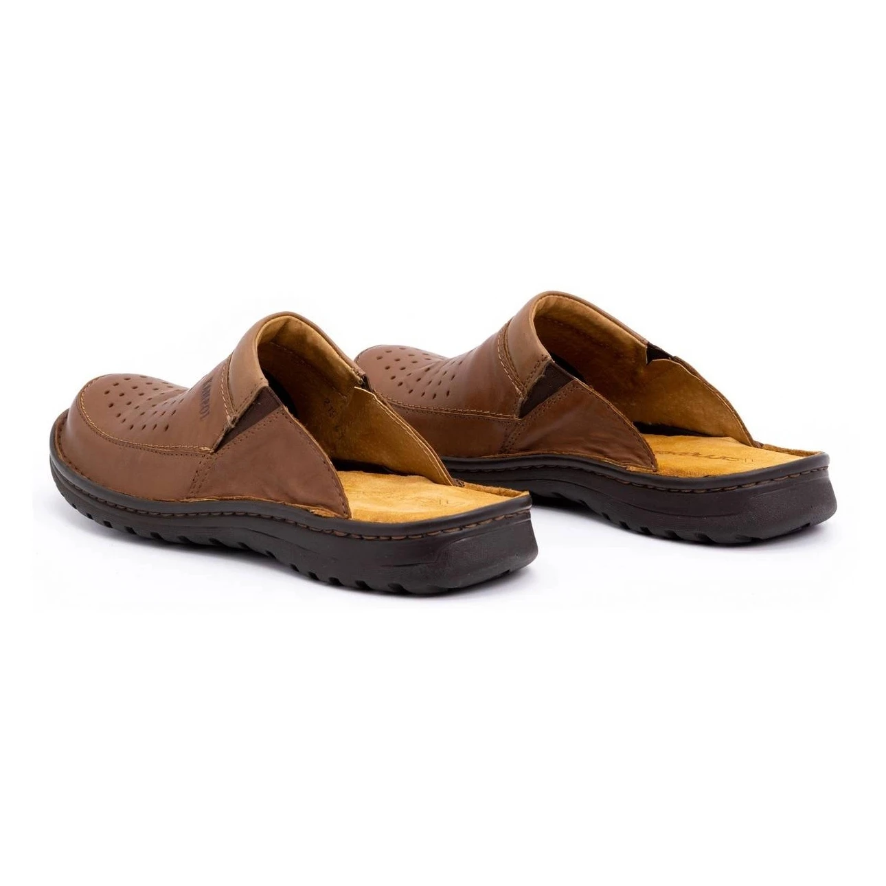 Chaussons En Cuir Pour Hommes 219 Kampol Marron Brun – Image 6