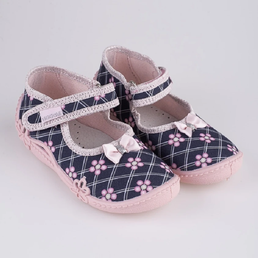 Chaussons Fille Impression Viggami Inka Bleu Marin Rose