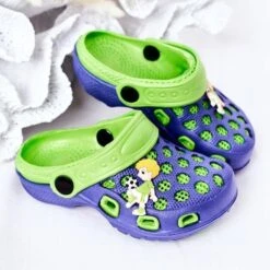Chaussons Mousse Enfant Crocs Bleu Marine-Vert Jupiter