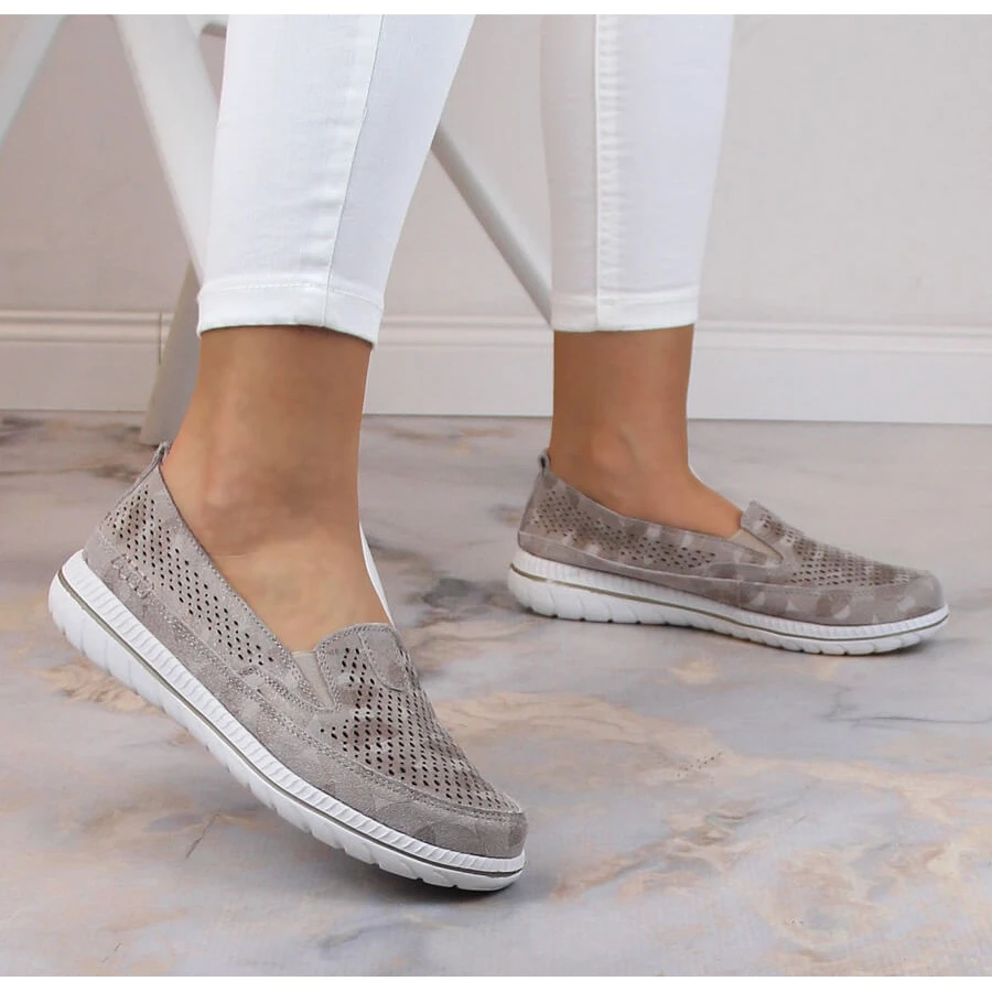 Chaussures à Enfiler Confortables En Cuir Beige Pour Femmes EVento 5364 – Image 3