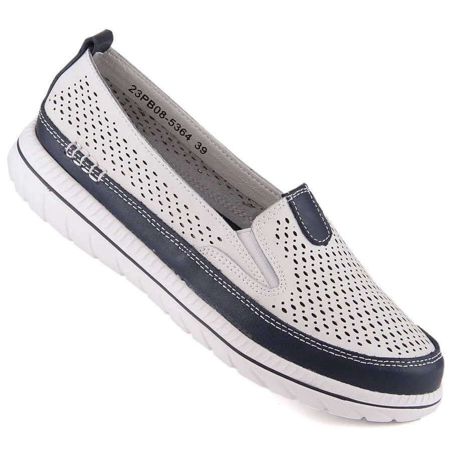 Chaussures à Enfiler Confortables En Cuir Pour Femmes Blanches EVento 5364