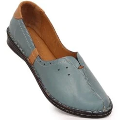 Chaussures à Enfiler Confortables En Cuir Pour Femmes Bleu Artiker 38C0358 Gris