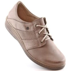 Chaussures à Lacets Confortables En Cuir Pour Femme Beige Helios 399