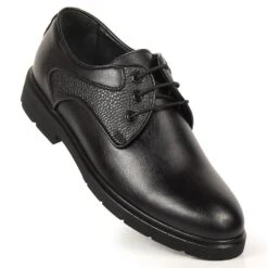 Chaussures à Lacets En Cuir Noir Pour Hommes Kingle Le Noir