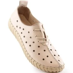 Chaussures Beige Ajourées Confortables En Cuir Pour Femmes Artiker 48C0568