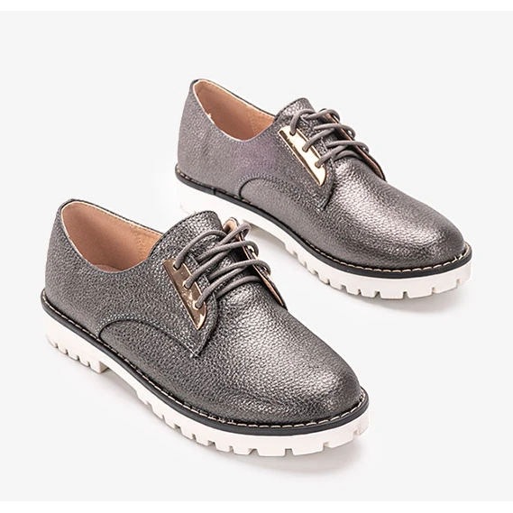 Chaussures Brillantes Noires Pour Enfants Runa Le Noir Gris – Image 2