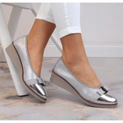 Chaussures Compensées Ajourées Argentées Femme Potocki SZ12037