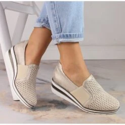 Chaussures Compensées Ajourées Or Femme Jezzi MR1738-17 D'or