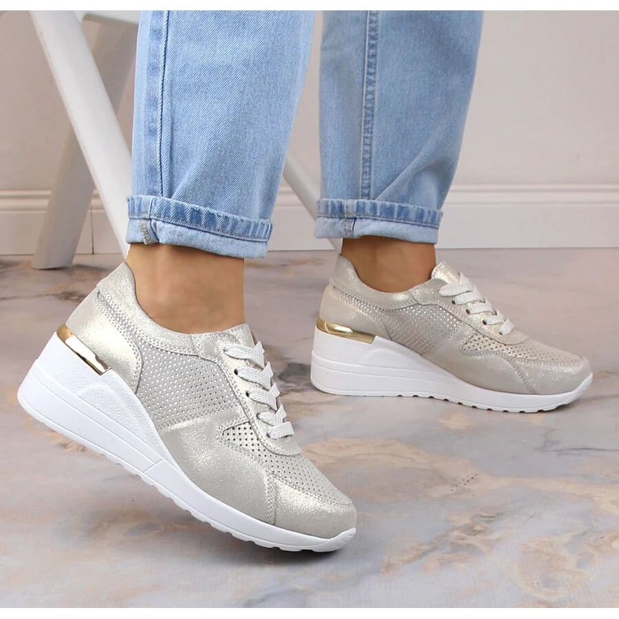 Chaussures Compensées Confortables En Cuir Or S.Barski LR29525 D'or – Image 2