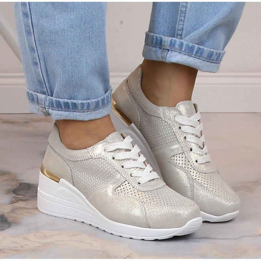 Chaussures Compensées Confortables En Cuir Or S.Barski LR29525 D'or – Image 3