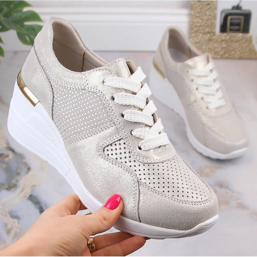 Chaussures Compensées Confortables En Cuir Or S.Barski LR29525 D'or – Image 4