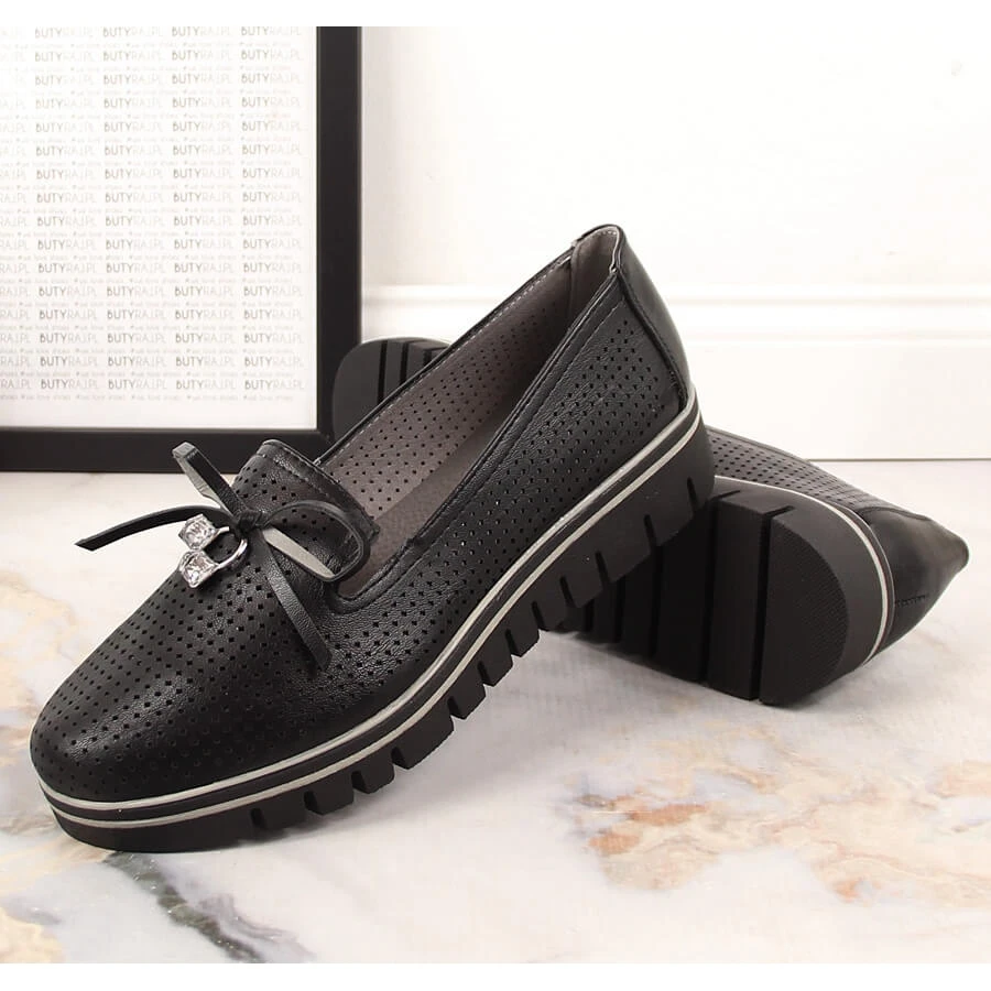 Chaussures Compensées Noires Ajourées Pour Femme Jezzi RMR2268-2 Le Noir – Image 6