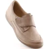 Chaussures Confortables En Cuir Pour Femmes Avec Velcro Beige Helios 395