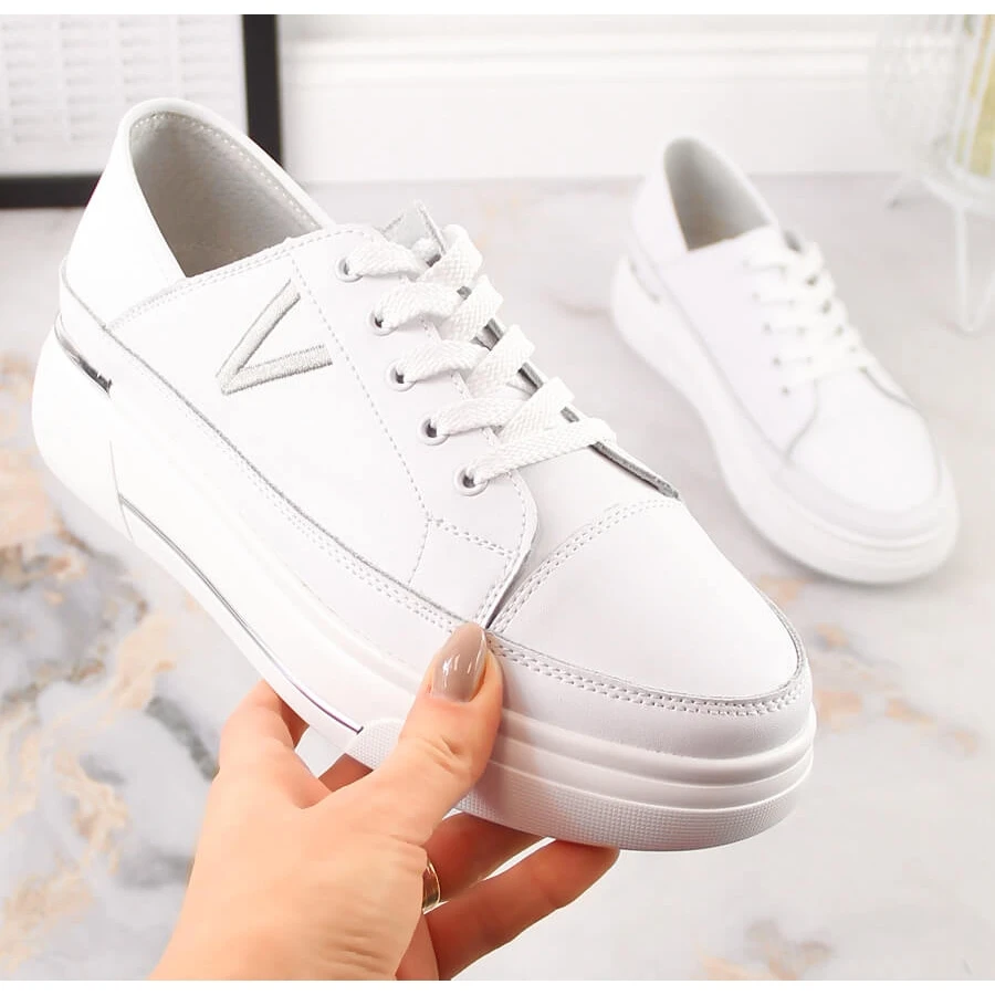 Chaussures De Sport En Cuir Blanc Pour Femme Vinceza SG23-7857 Blanche – Image 5