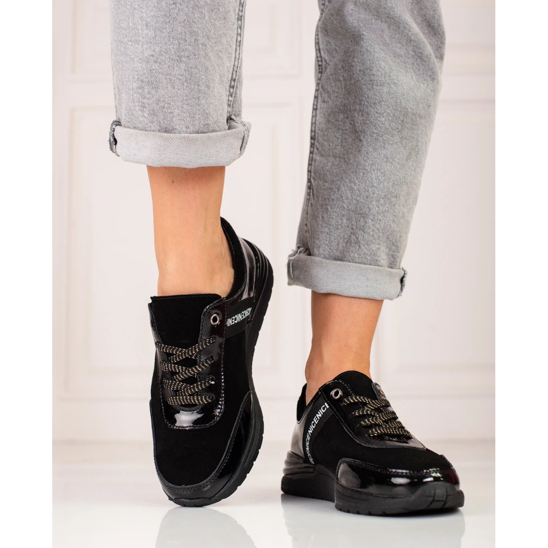 Chaussures De Sport En Cuir Naturel Noir Shelovet Le Noir – Image 2