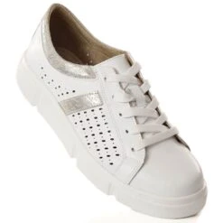 Chaussures De Sport En Cuir Pour Femmes Sur La Plate-forme Blanc Filippo DP4531 Blanche