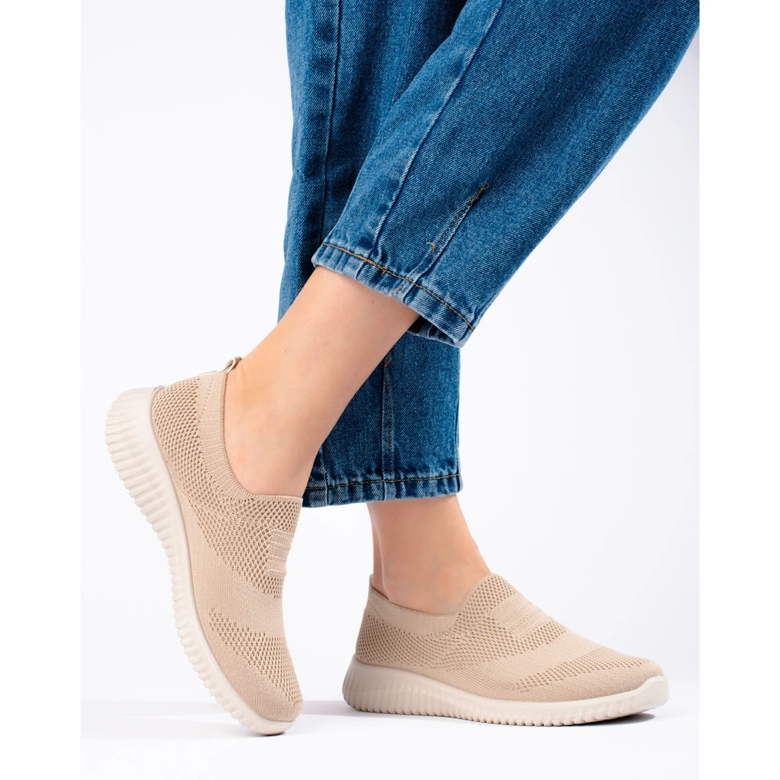 Chaussures De Sport En Textile Léger Beige Shelovet – Image 3