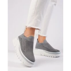 Chaussures De Sport Grises En Textile à Semelle épaisse De T.Sokolski