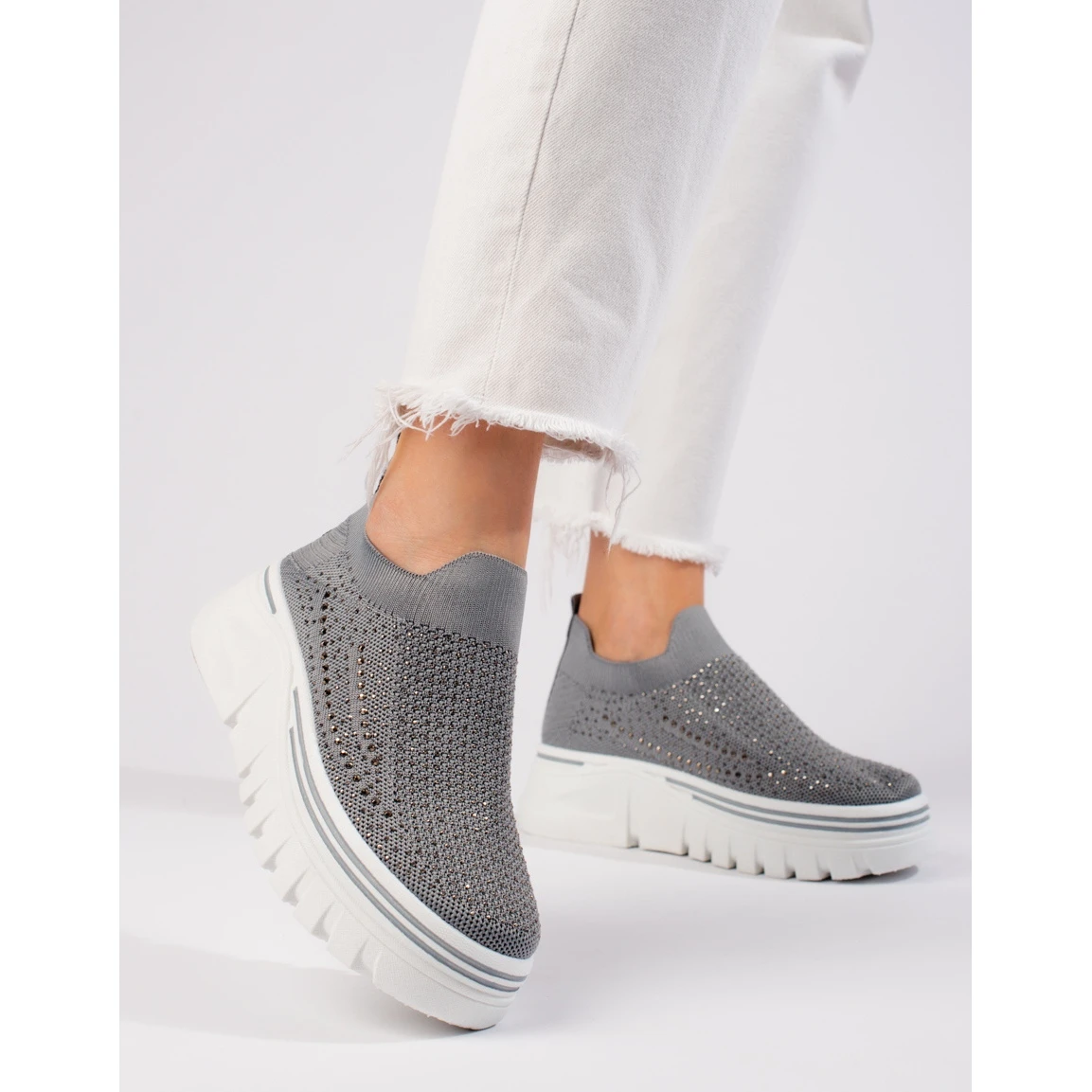 Chaussures De Sport Grises En Textile à Semelle épaisse De T.Sokolski