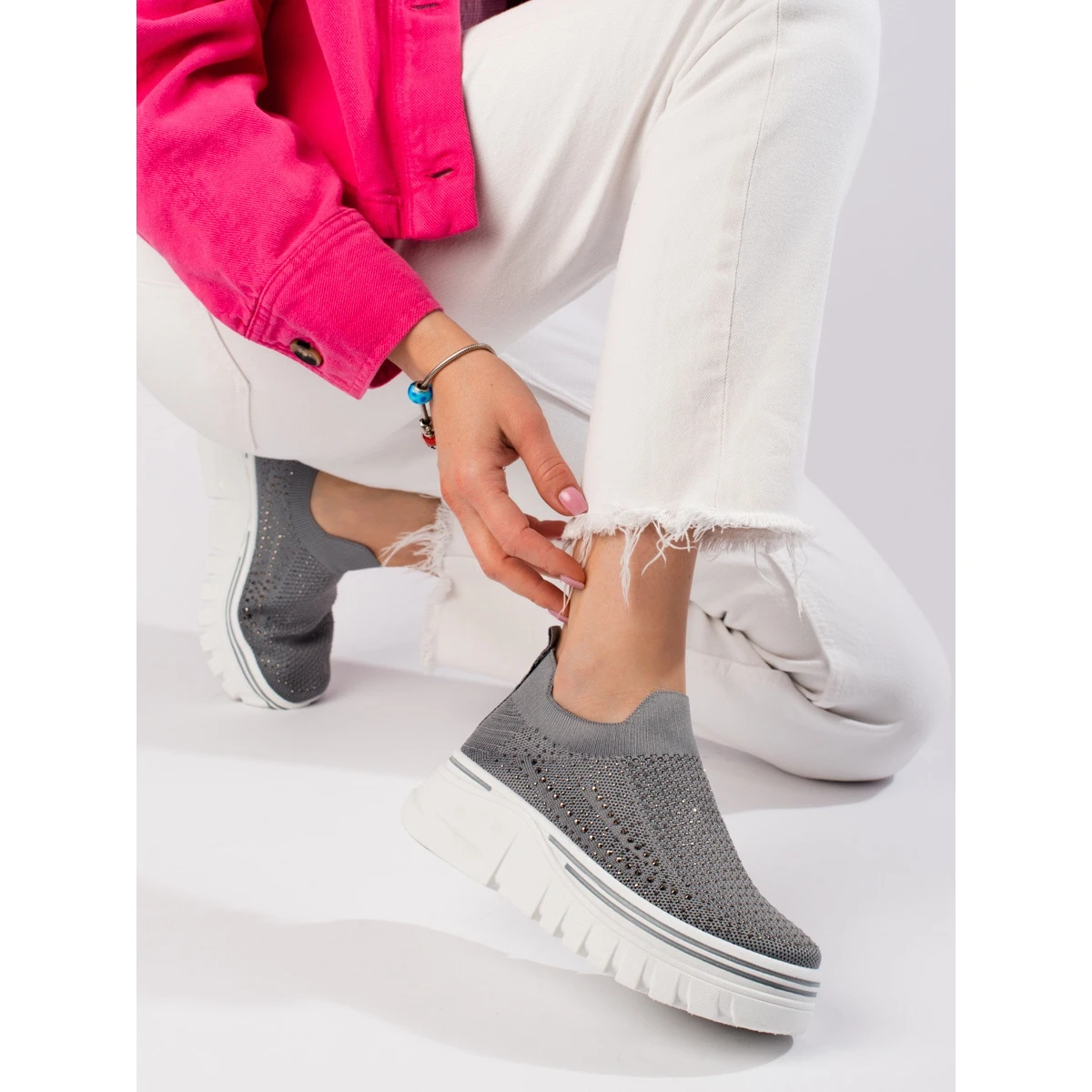 Chaussures De Sport Grises En Textile à Semelle épaisse De T.Sokolski – Image 2