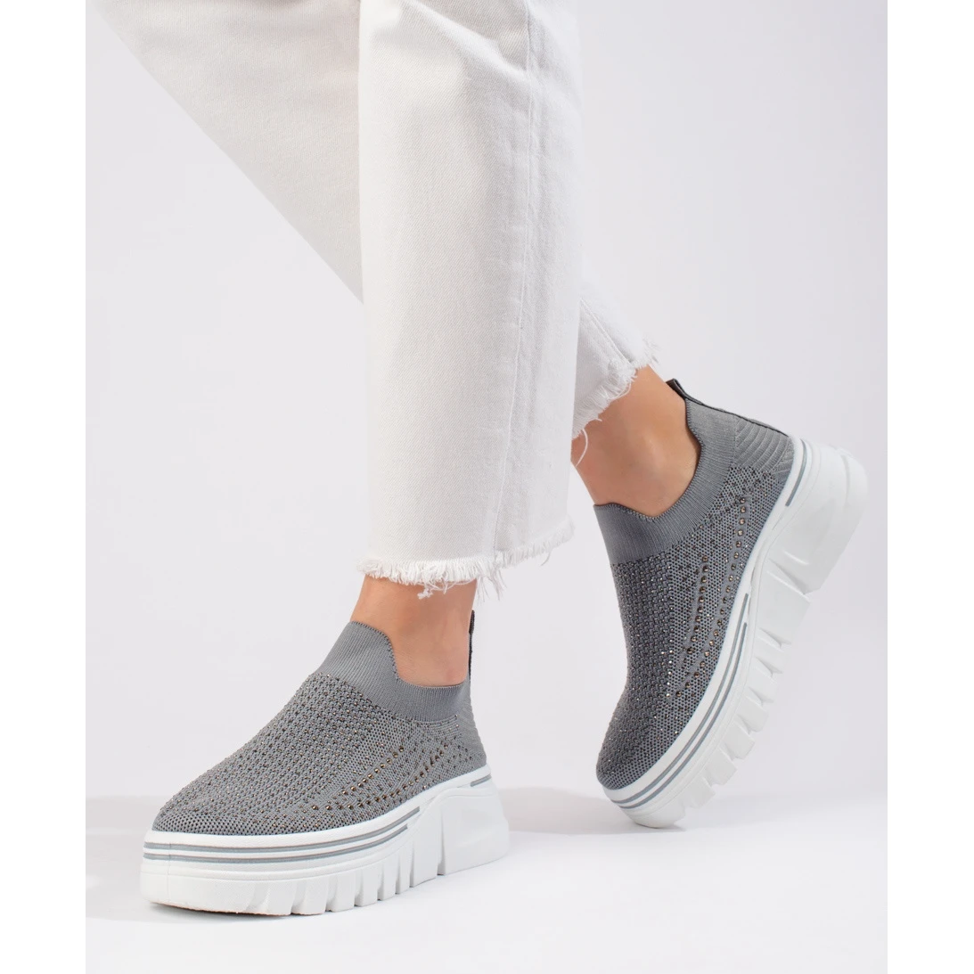 Chaussures De Sport Grises En Textile à Semelle épaisse De T.Sokolski – Image 3