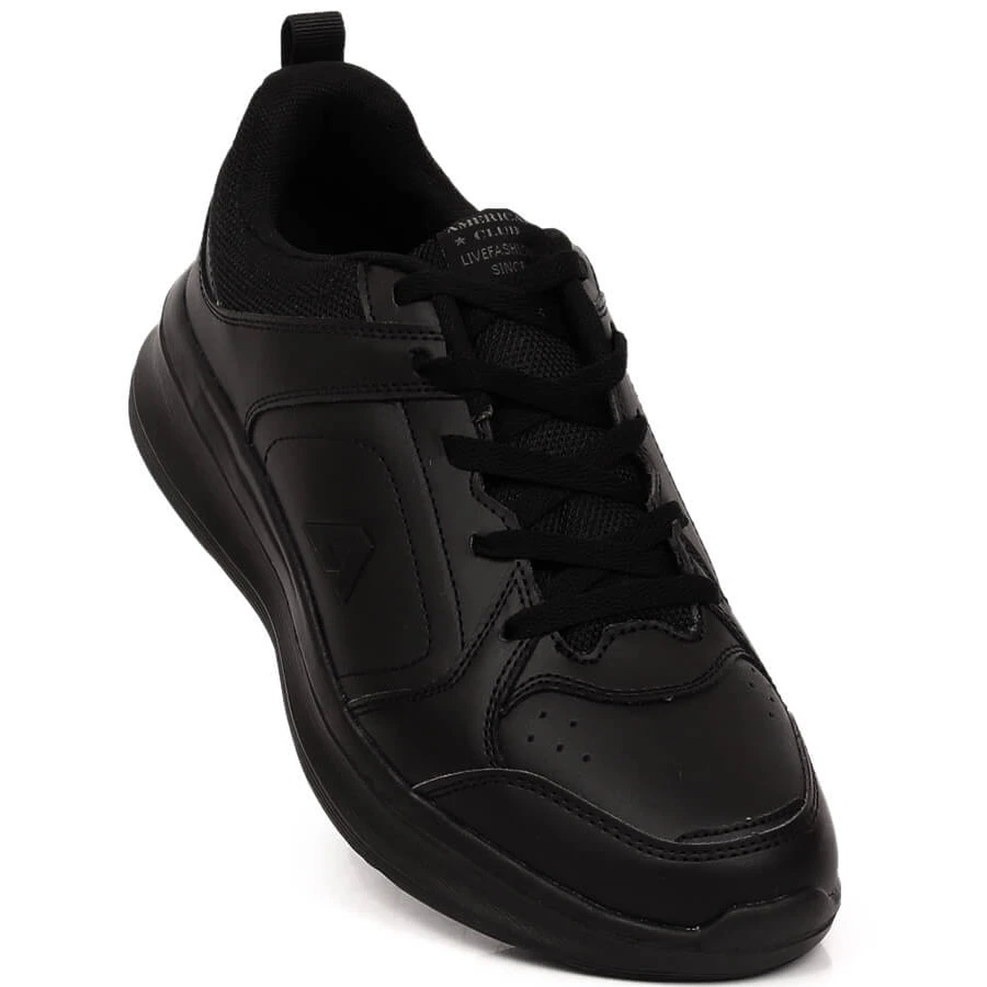 Chaussures De Sport Pour Hommes American Club 140/23 Noires En Cuir écologique Le Noir