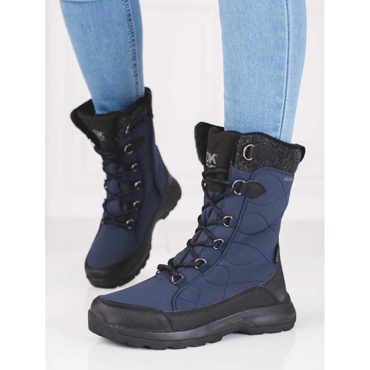 Chaussures De Trekking à Lacets Femme DK Imperméables Bleu Marin Bleu