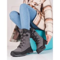 Chaussures De Trekking à Lacets Femme DK Imperméables Gris