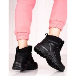 Chaussures De Trekking Confortables Pour Femmes Avec Une Tige Haute DK Noir Le Noir