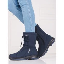 Chaussures De Trekking Femme Avec Un Manteau En Peau De Mouton DK Bleu Marin Bleu
