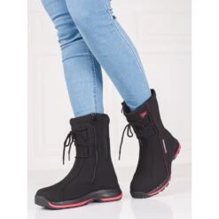 Chaussures De Trekking Femme Avec Un Manteau En Peau De Mouton DK Le Noir