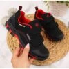Chaussures De Trekking Imperméables Pour Enfants American Club Noires Et Rouges Le Noir