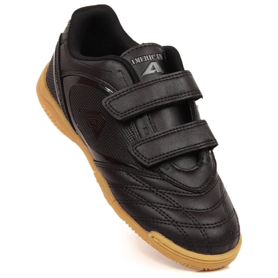 Chaussures D'intérieur Pour Enfants American Club Noires Avec Velcro Le Noir
