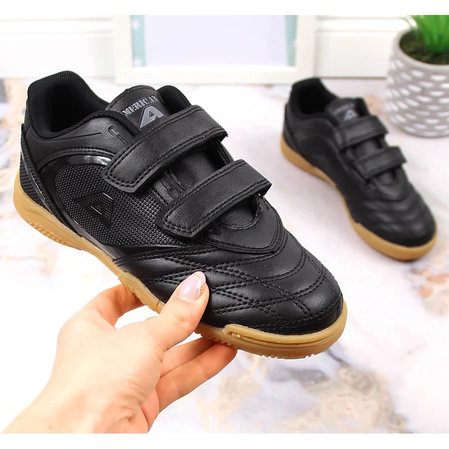 Chaussures D'intérieur Pour Enfants American Club Noires Avec Velcro Le Noir – Image 2