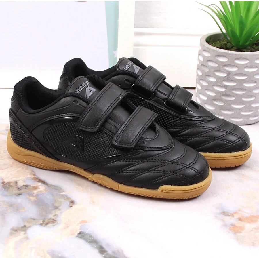 Chaussures D'intérieur Pour Enfants American Club Noires Avec Velcro Le Noir – Image 3