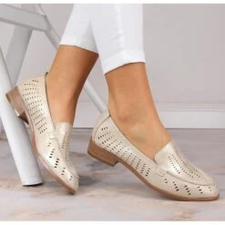 Chaussures Dorées Brillantes Ajourées Pour Femmes Potocki SZ12075 D'or