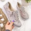 Chaussures En Cuir à Fleurs Beige Helios W 334