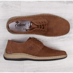 Chaussures En Cuir Ajouré Marron Pour Hommes Rieker 05226-24 Brun