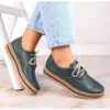 Chaussures En Cuir Confortables Pour Femmes Sur La Plate-forme Verte Helios 380