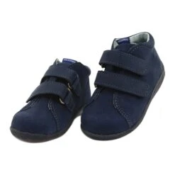 Chaussures En Cuir Mazurek Avec Velcro Bleu Marine 264