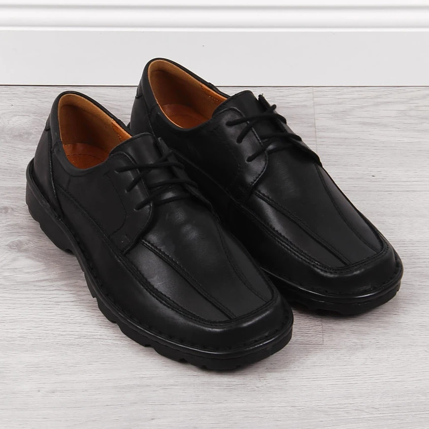 Chaussures En Cuir Noir Pour Hommes Łukbut 947 Le Noir – Image 2